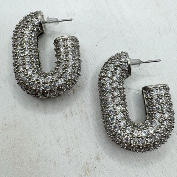Luv Aj Silver Crystal Earrings - Picture 4 of 11